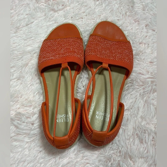 Eileen Fisher Mews Magma Melange Orange Stretch Espadrilles Flat Sandals Sz 6.5 - Picture 7 of 14